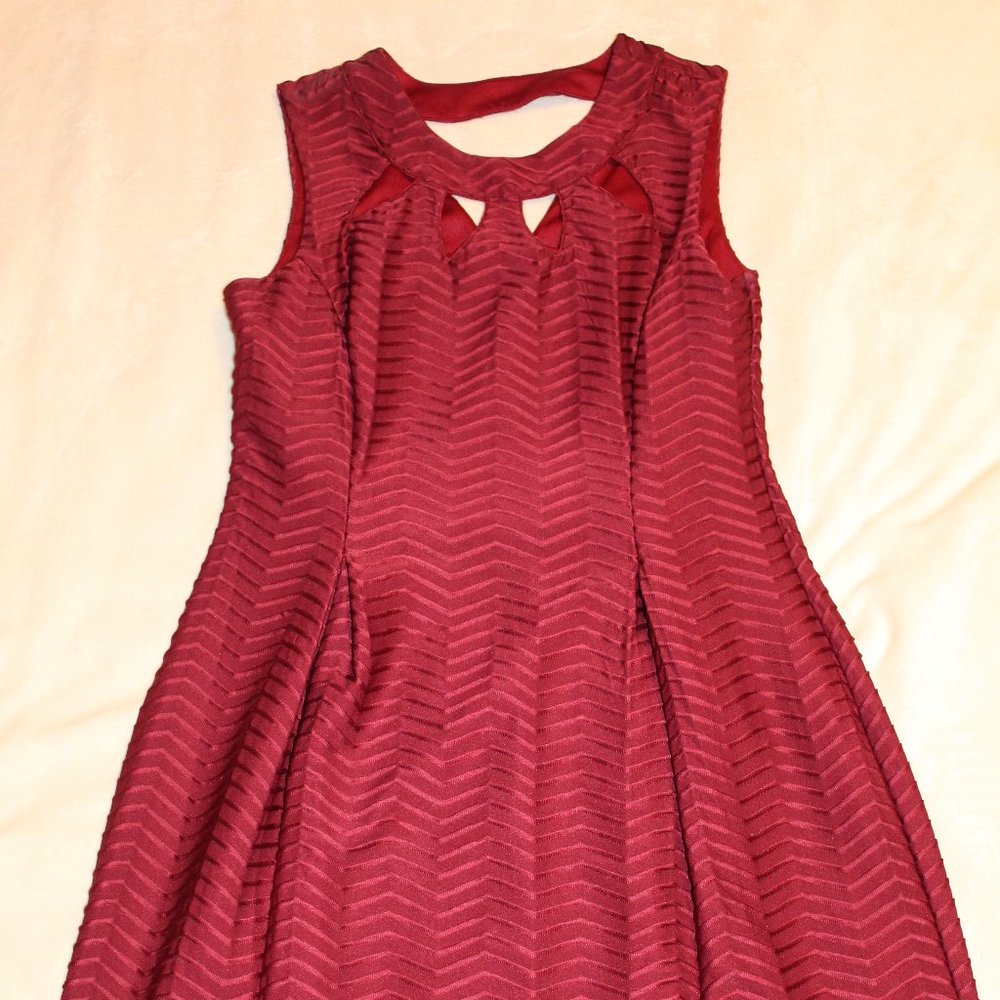 Maroon Cut Out Textured Dress